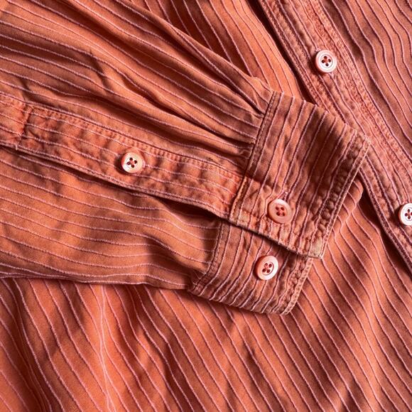 Tommy Bahama L Silk Blend Orange Stripe Shirt Mens L Unisex Beach Vibes - Picture 5 of 14